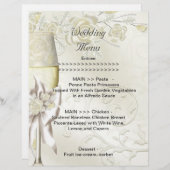 Menu mariage Programme Gold Cream Pearl Floral Ros (Devant / Derrière)