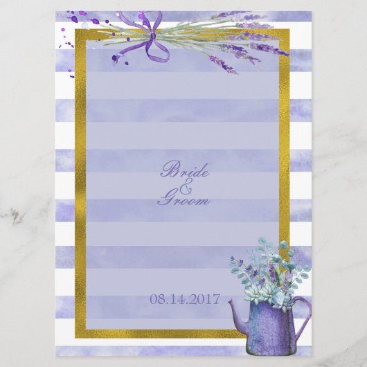 Menu Mariage Provence Lavande violet (Dos)
