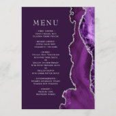 Menu Mariage prune Agate argenté violet (Devant)
