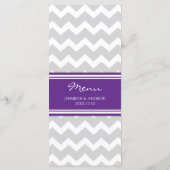 Menu mariage Purple Grey Chevron (Dos)