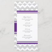 Menu mariage Purple Grey Chevron (Devant / Derrière)