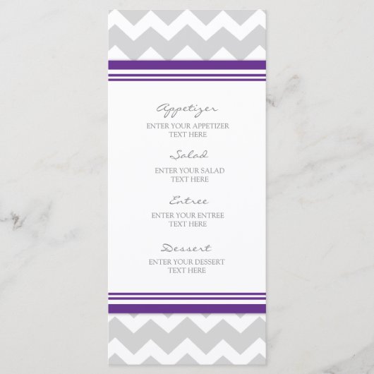 Menu mariage Purple Grey Chevron (Devant)