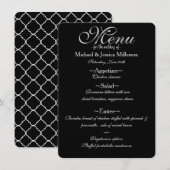 Menu Mariage Quatrefoil noir et blanc (Devant / Derrière)