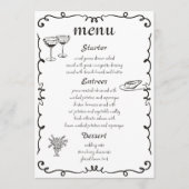 Menu Mariage Quirky Dessiné À La Main (Devant)