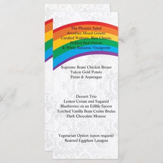 Menu Mariage Rainbow Gay (Devant / Derrière)