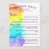 Menu Mariage Rainbow Watercolor Splash LGBTQ (Devant)