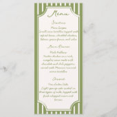 Menu Mariage rayures vintage vert sauge (Devant)