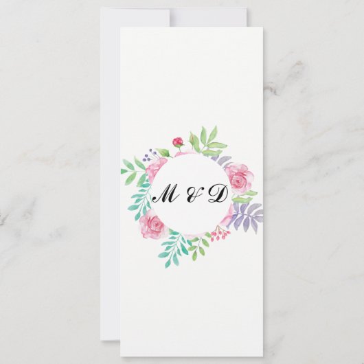 Menu Mariage Réception Élégante Cartes Roses Flora (Dos)