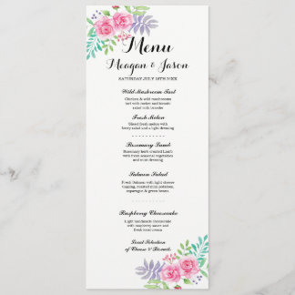 Menu Mariage Réception Élégante Cartes Roses Flora