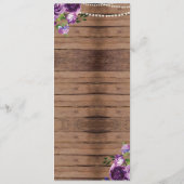 Menu Mariage Réception Fleurs en Bois Violet (Dos)