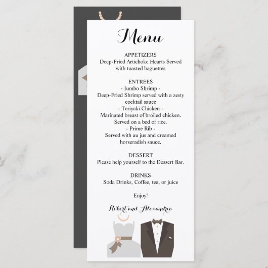 Menu Mariage Réception Mariage & Salle (Devant / Derrière)