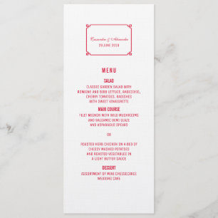 Menu Mariage Red Deco Chic