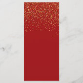 Menu Mariage Red & Glam Gold Confetti (Dos)
