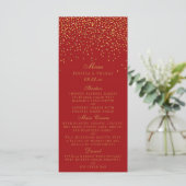 Menu Mariage Red & Glam Gold Confetti (Debout devant)