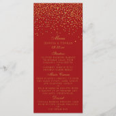 Menu Mariage Red & Glam Gold Confetti (Devant)