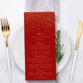 Menu Mariage Red & Glam Gold Confetti
