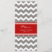 Menu mariage Red Grey Chevron (Dos)