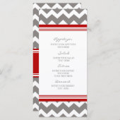 Menu mariage Red Grey Chevron (Devant / Derrière)