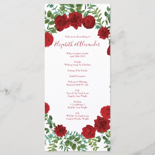 Menu Mariage Red Rose (Devant)