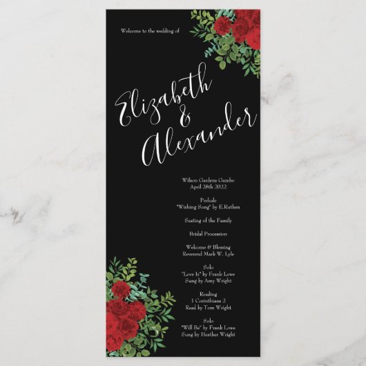 Menu Mariage Red Rose (Devant)