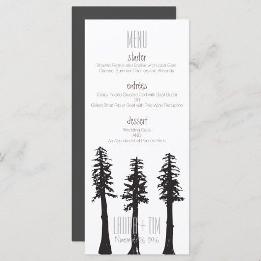 Menu mariage Redwood Trees (Devant / Derrière)
