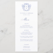 Menu Mariage Regency Blue Crest Monogram (Devant)