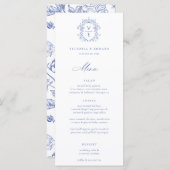 Menu Mariage Regency Blue Crest Monogram (Devant / Derrière)