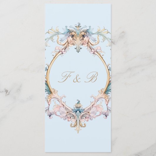 Menu mariage Regency Era Blue Monogram Monogramme (Dos)