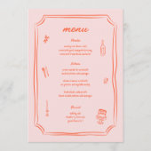 Menu Mariage rétro amusant à main fantaisiste (Devant)