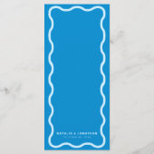 Menu Mariage rétro Blue Wavy (Dos)