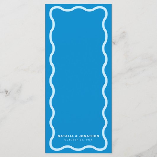 Menu Mariage rétro Blue Wavy (Dos)