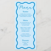 Menu Mariage rétro Blue Wavy (Devant)
