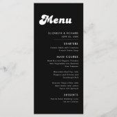 Menu Mariage Rétro Chic Noir et Blanc (Devant)