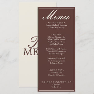 Menu Mariage Rétro Chocolat Brun Élégant Ancien Argent