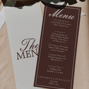 Menu Mariage Rétro Chocolat Brun Élégant Ancien Argent