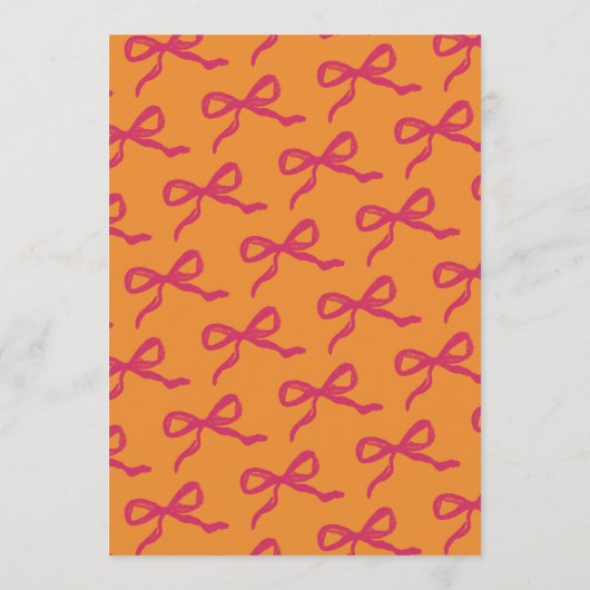 Menu Mariage rétro Coquette Bow (Dos)