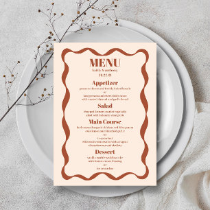Menu Mariage rétro Coquette Bow