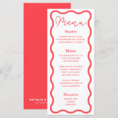 Menu Mariage rétro Coral Wavy (Devant / Derrière)