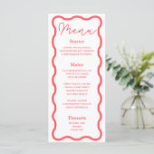 Menu Mariage rétro Coral Wavy (Debout devant)
