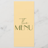 Menu Mariage Rétro Élégant Jaune Olive Vert (Dos)