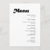 Menu Mariage rétro élégant noir et blanc (Devant)