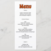 Menu Mariage rétro funky orange brûlé (Devant)