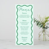 Menu Mariage rétro Mint Wavy (Debout devant)