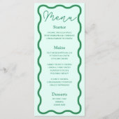 Menu Mariage rétro Mint Wavy (Devant)