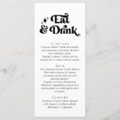 Menu Mariage Rétro Moderne Noir Blanc Manger et Boire (Devant)