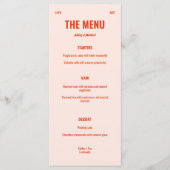 Menu Mariage Rétro Peach Bright & Bold  (Devant)