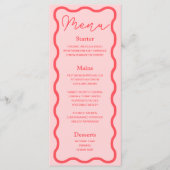 Menu Mariage rétro rose (Devant)