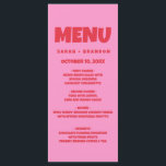 Menu Mariage rétro rouge gras rose<br><div class="desc">Écriture manuscrite Typographie Retro Mariage Menu</div>