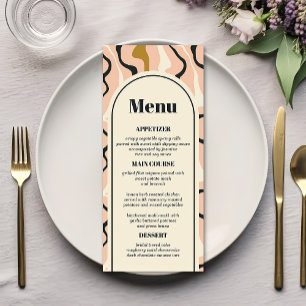 Menu Mariage Rétro Tourbillon Arche Rose Noir Or Crème