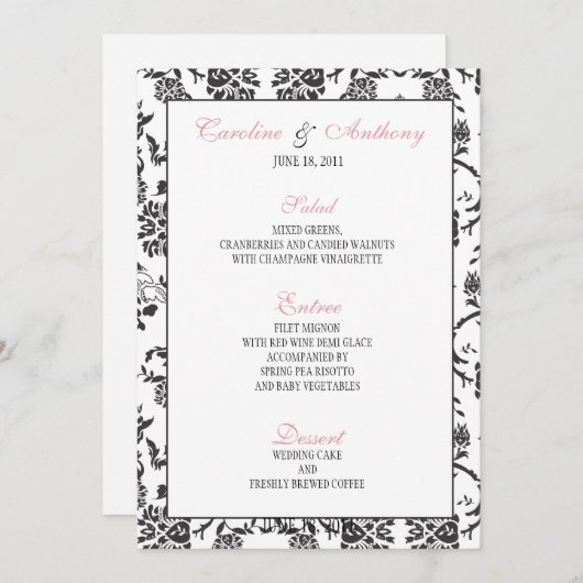 Menu Mariage Romance (Devant / Derrière)